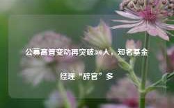 公募高管变动再突破300人，知名基金经理“辞官”多